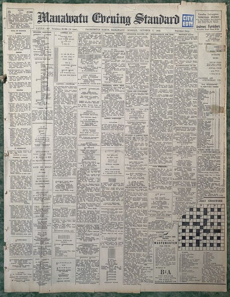 OLD NEWSPAPER: Manawatu Evening Standard - Monday, 1 October 1962 Carousel 2