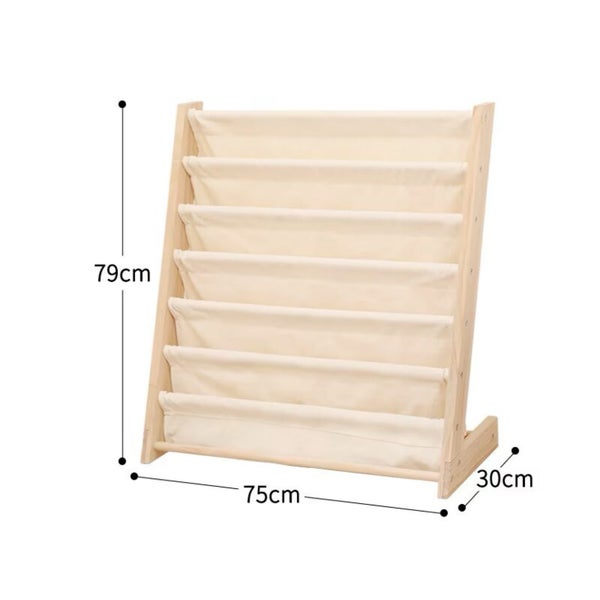 Solid pine wood bookshelf with canvas Carousel 3