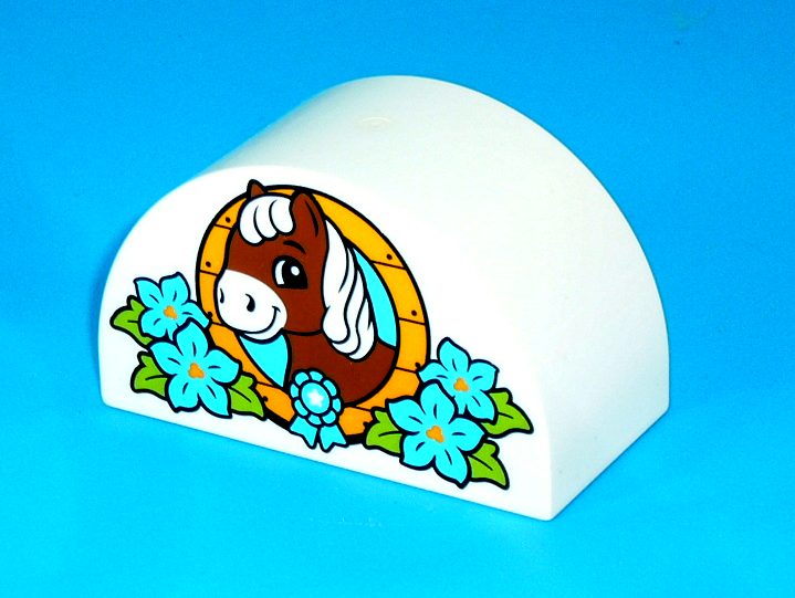 ®™DUPLO - 2 x 4 x 2 Slope, Horse Head in Ring & Flowers Patt ~Retired Dec 2013~ Carousel 2
