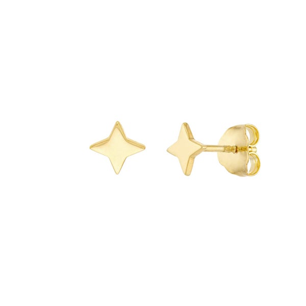 14k Yellow Gold North Star Stud Earrings,8mm Carousel 1