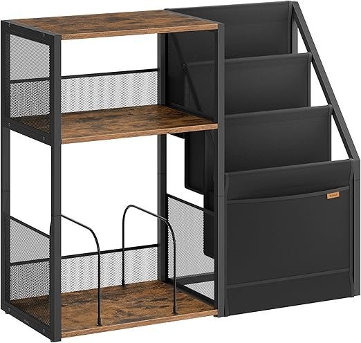 Retro End Table with Record Player Shelf & Magazine Rack Carousel 1
