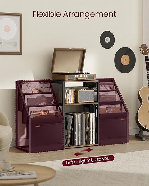 Retro End Table with Record Player Shelf & Magazine Rack Carousel 6