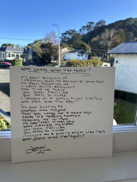 Who Loves Who The Most - handwritten lyrics by Jordan Luck Carousel 1