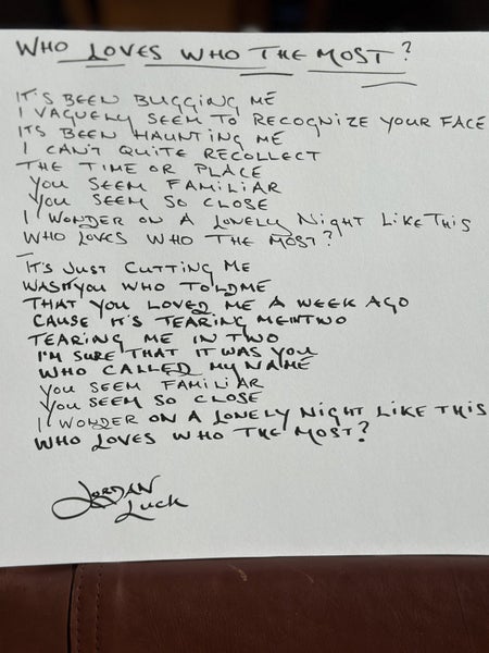 Who Loves Who The Most - handwritten lyrics by Jordan Luck Carousel 3