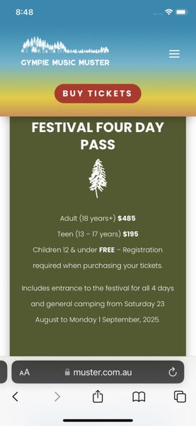Gympie Muster 2025 4 day Country Music Festival including campsite Carousel 1
