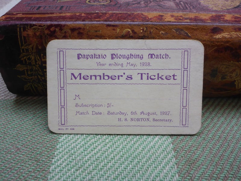 Awesome Old NZ 1928 Papakaio Ploughing Match Members Ticket New Zealand Carousel 1