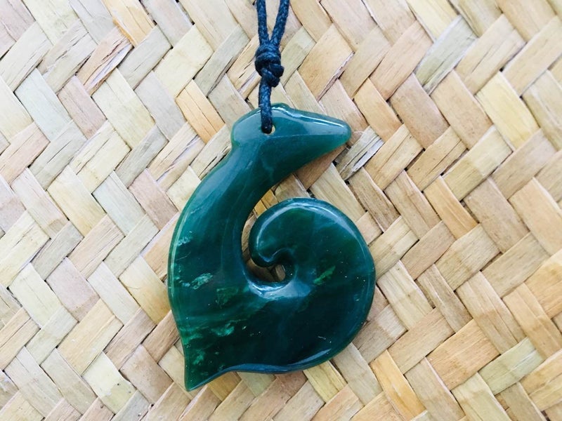 Winter Sale! Greenstone Nephrite Jade Hook Pendant-Large629471530412821129