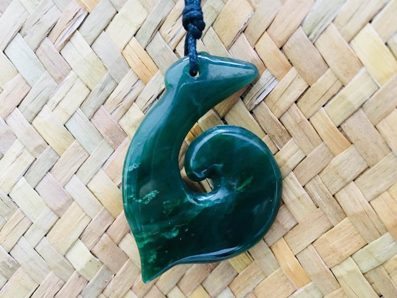 Winter Sale! Greenstone Nephrite Jade Hook Pendant-Large62947153041282111