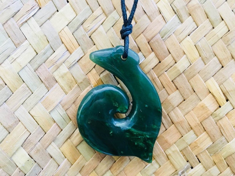 Winter Sale! Greenstone Nephrite Jade Hook Pendant-Large62947153041282112