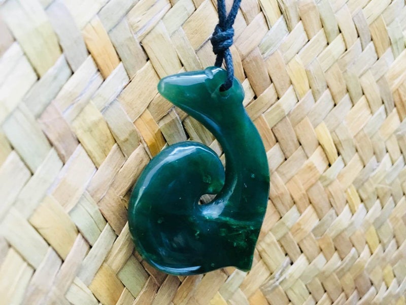 Winter Sale! Greenstone Nephrite Jade Hook Pendant-Large62947153041282113