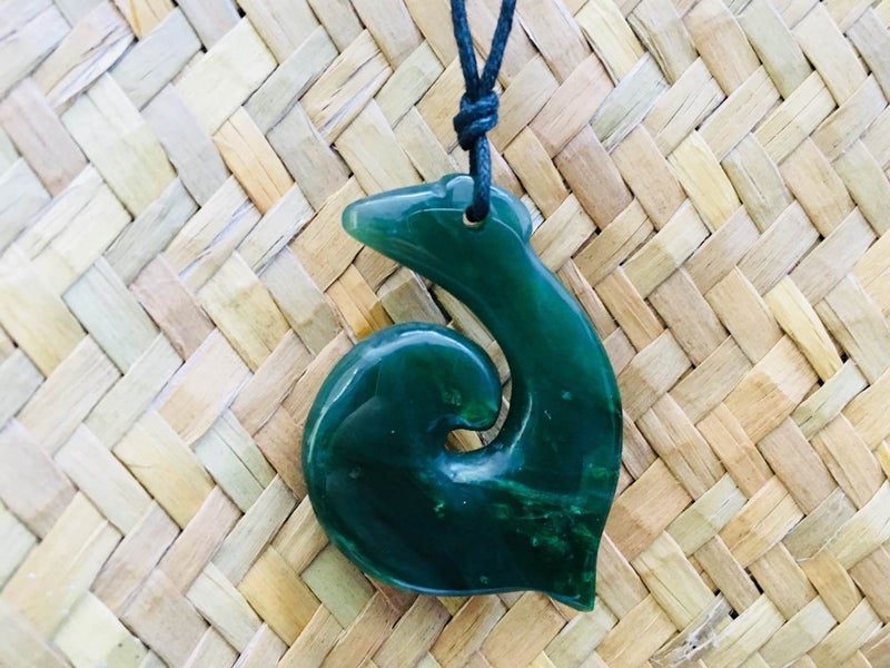 Winter Sale! Greenstone Nephrite Jade Hook Pendant-Large62947153041282114