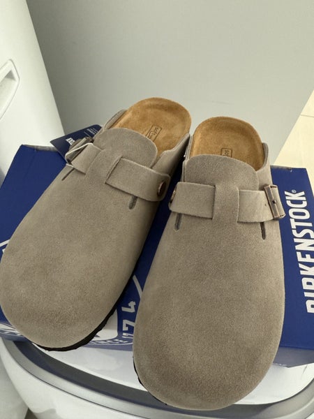 Birkenstock Boston Soft Footbed Clogs - Light Gray Suede (Size 37) Carousel 5