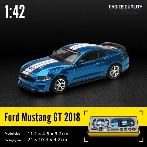 1:42 2018 Ford Mustang GT Alloy Toy Car Model Racing Alloy Assembly Series, blue Carousel 9