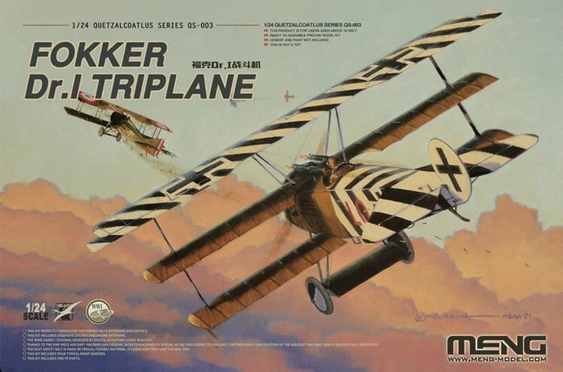 Meng Model QS-003 1/24 Fokker Dr.I Triplane628638738394901117