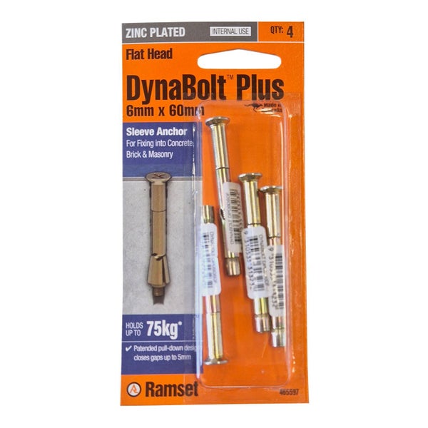 Ramset™ Dynabolt™ Plus Bolts Flat Head Zinc Plated #2 - $1 Reserve (Box J) Carousel 1