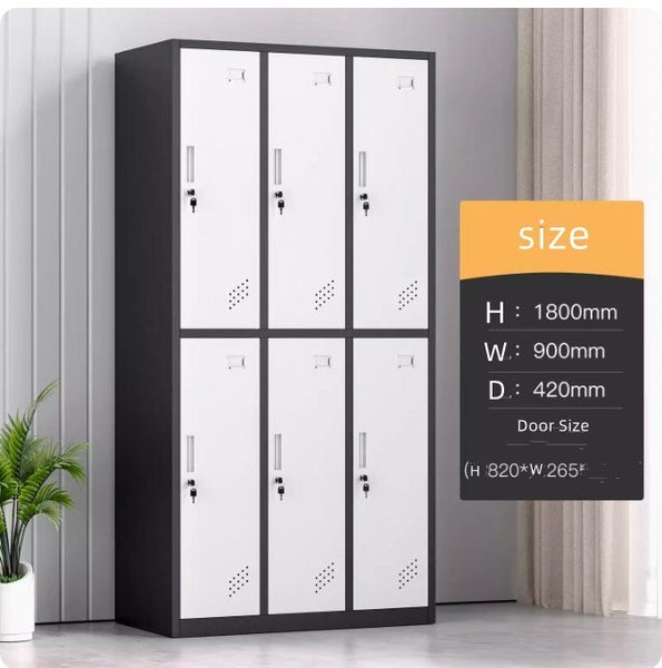 6 Doors Locker Cabinet Steel Storage Cupboard for Home Office School Gym Carousel 1
