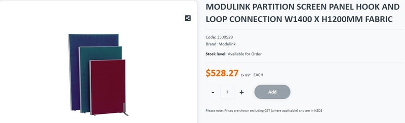 Office Partition, Modulink Partition 140 x 120h cm RRP $500+++ Carousel 4