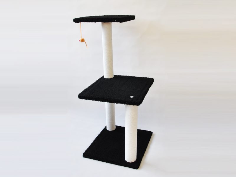84CM 2 Levels Cat Tree Scratching Post with Mouse Black Carousel 1