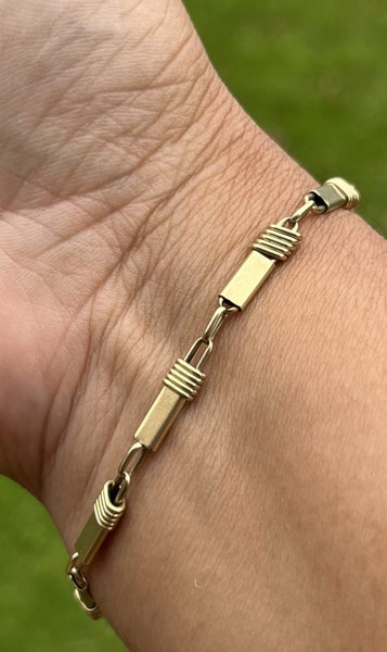 RARE Vintage 14k Yellow Gold Moving Bar Link Bracelet Carousel 1