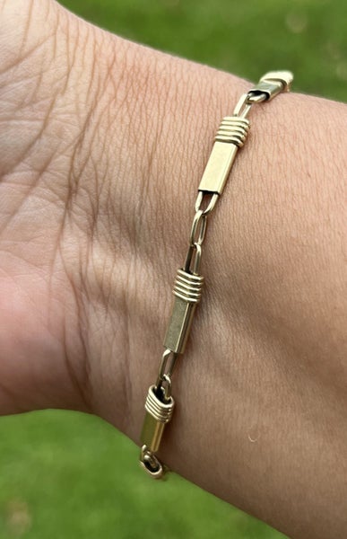 RARE Vintage 14k Yellow Gold Moving Bar Link Bracelet Carousel 20