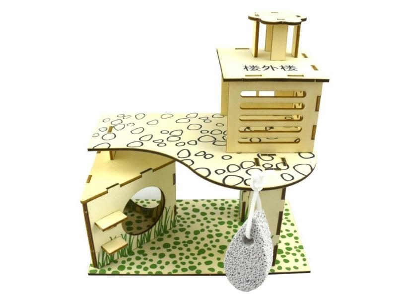 Hamster Wooden Villa House Climbing Toy Hideout For Small Animals 5 Styles Carousel 1