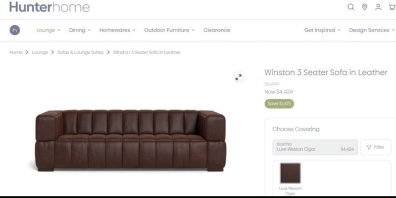 Winston 3 Seater Leather Couch by Hunter Home Carousel 9