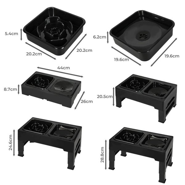 Pawz Elevated Pet Feeder 4 Height Adjustable Raised Dog Cat Slow Food Water Bowl Carousel 10