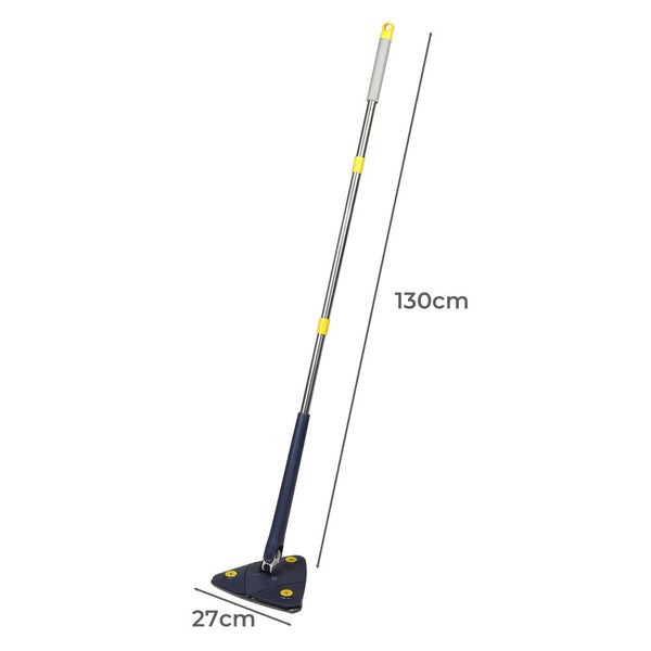Cleanflo Cleaning Mop Dry Wet Triangle 360° Rotatable Adjustable Head +5 Pads Carousel 10