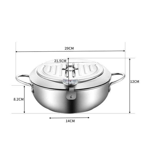 Toque 20cm Japanese Deep Frying Pot Stainless Steel Tempura Fryer Fry Pan Silver Carousel 10