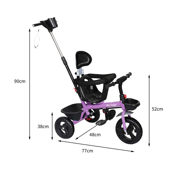 Bopeep Kids Tricycle Trike Ride On Toy Toddler Balance Bike Pram Stroller Purple Carousel 10