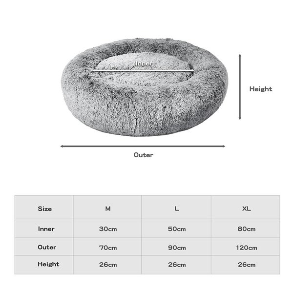 Pawz Pet Bed Memory Foam Dog Donut Calming Nest Fluffy Plush Kennel Soft Warm Carousel 2