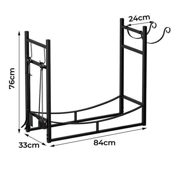 Moyasu Firewood Rack with Kindling Holder Steel Fireplace Tool Log Wood Storage Carousel 10