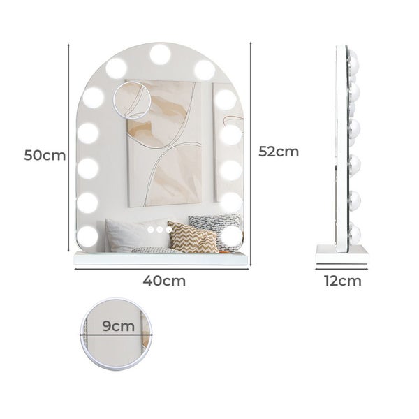 Yezi Hollywood Mirror Arch-shaped Vanity Makeup Mirror with Lights Tabletop Carousel 10