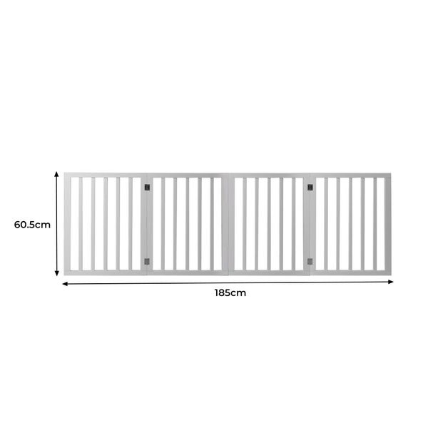 Wooden Pet Gate Dog Fence Retractable Barrier Portable Door 4 Panel White Carousel 2