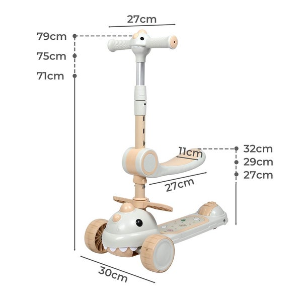 BoPeep Foldable Kids Scooter Adjustable Height LED Light Music 3 Wheels & Seat Carousel 2