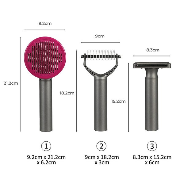Pawz 3Pcs Pet Grooming Tools Gift Set Dog Cat Hair Cleaning Brushes Comb Carousel 10