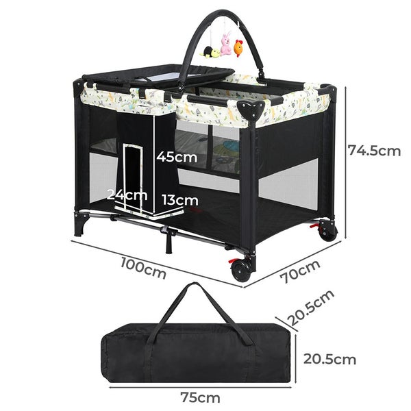 Bopeep Baby Cot Bed Crib Portable Bassinet Safety Rails Fence Foldable Travel Carousel 10