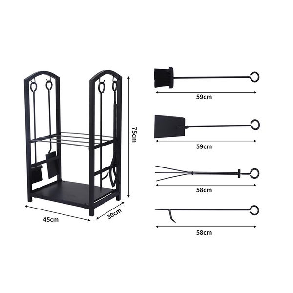 Traderight Firewood Rack 4 Fireplace Tool Log Wood Steel Large Holder Storage Carousel 10