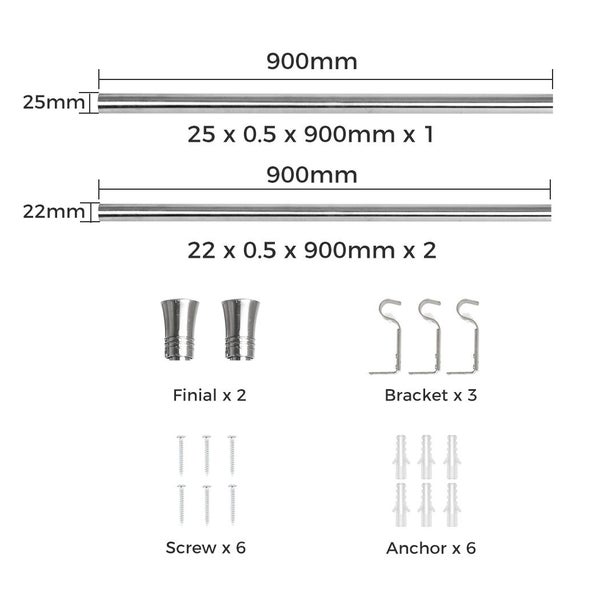 Marlow Satin Nickel Curtain Rod Steel Quiet Rail Pole Pommel Set Adjustable Carousel 10