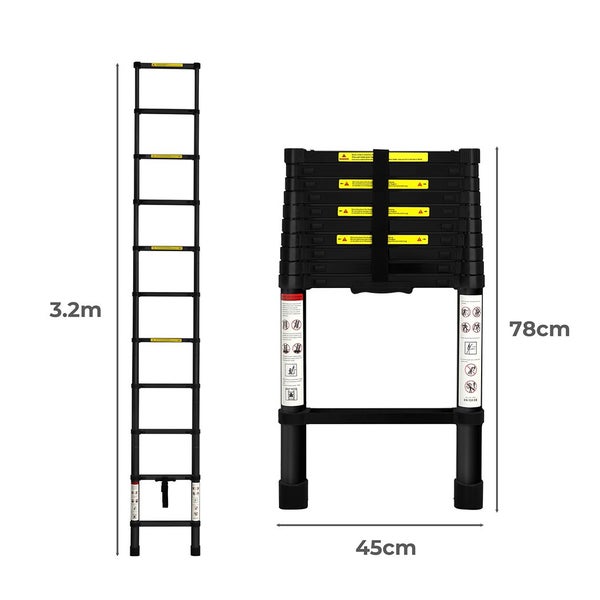 Traderight Multipurpose Ladder Telescopic Aluminium Extension Single-side 3.2M Carousel 10