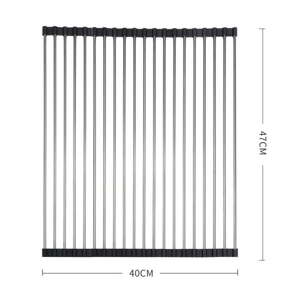 Toque Stainless Steel Dish Drying Rack Over Sink Kitchen Foldable RollUp Mat Carousel 10