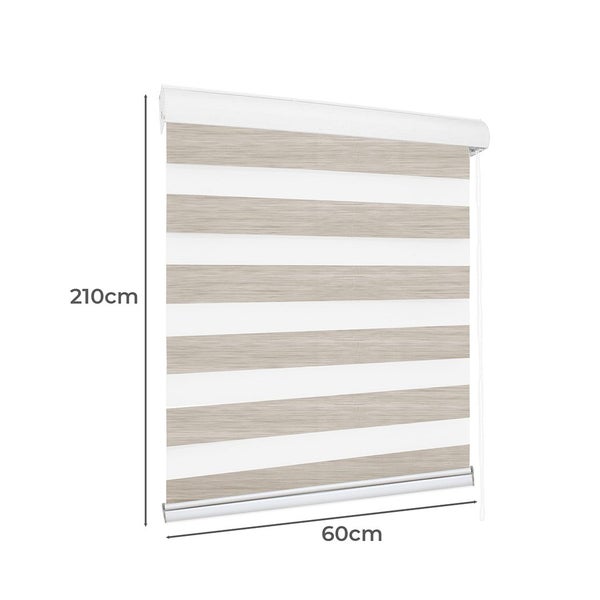 Marlow Blackout Zebra Roller Blind Curtains Double Window Sunshade 60x210 Beige Carousel 10