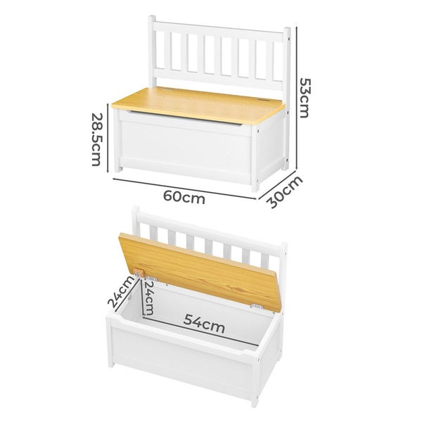 Levede 2-In-1 Kids Toys Storage Bench Box Wooden Chair Chest Cabinet Container Carousel 10
