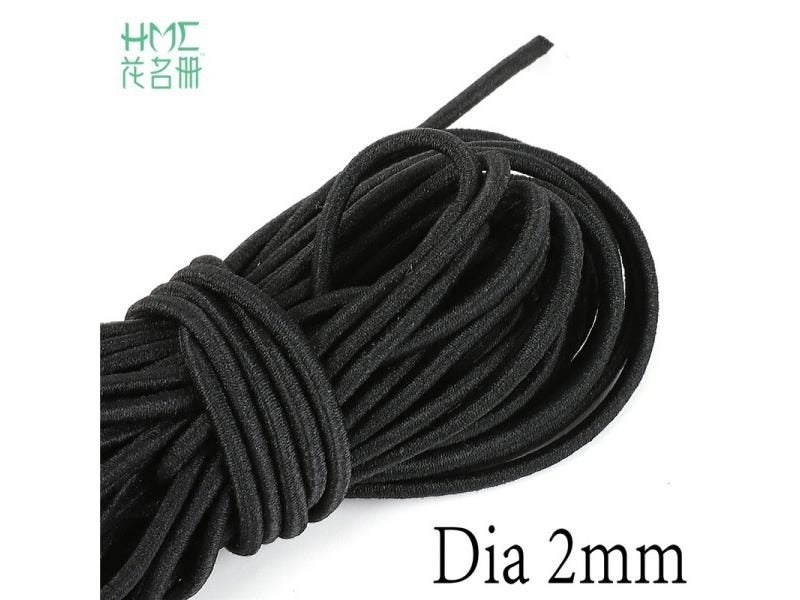 2M/bag 1/1.5/2/2.5/3/4/5mm Black Round Thread Cord Elastic Band Elastic Rope Carousel 1