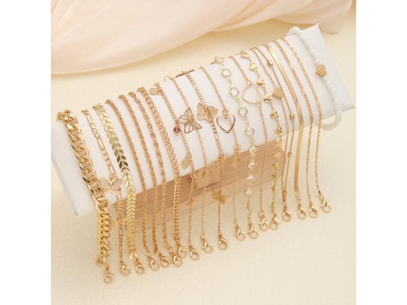 20 Pcs/Set Fashion Metal Butterfly Heart Pendant Anklets Set Bohemia Vintage Carousel 1