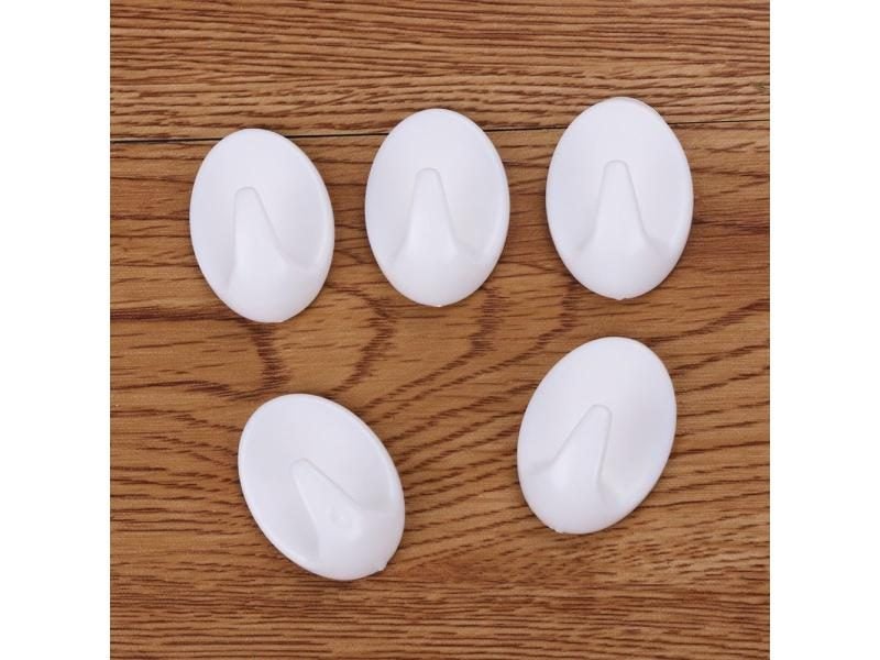 5pcs Plastic White Wall Hook Clasps For Bathroom Home Kitchen Carousel 1