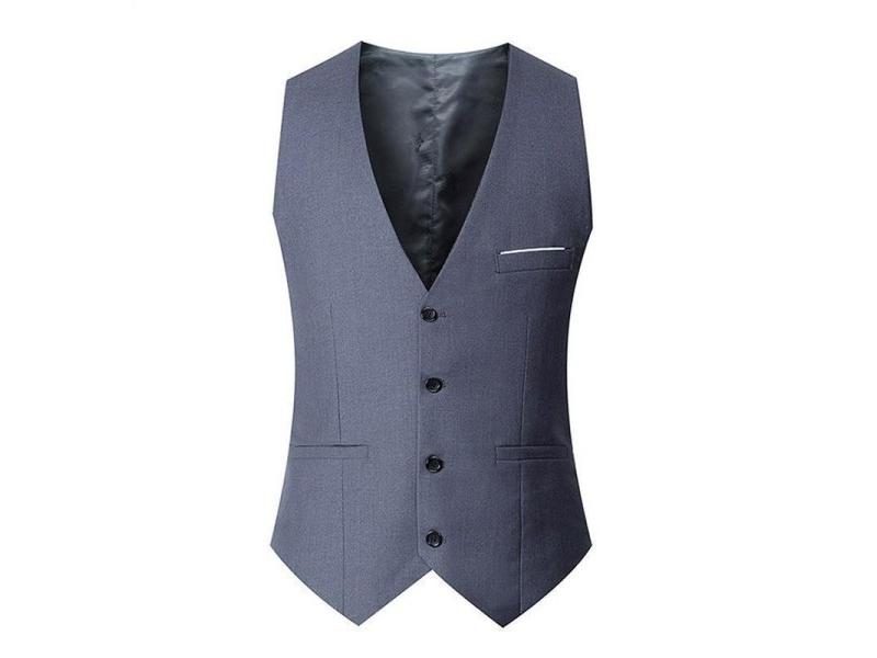 Slim Fit Suit Vests For Men Black Grey Navy Blue Business Casual Male Waistcoat Carousel 1