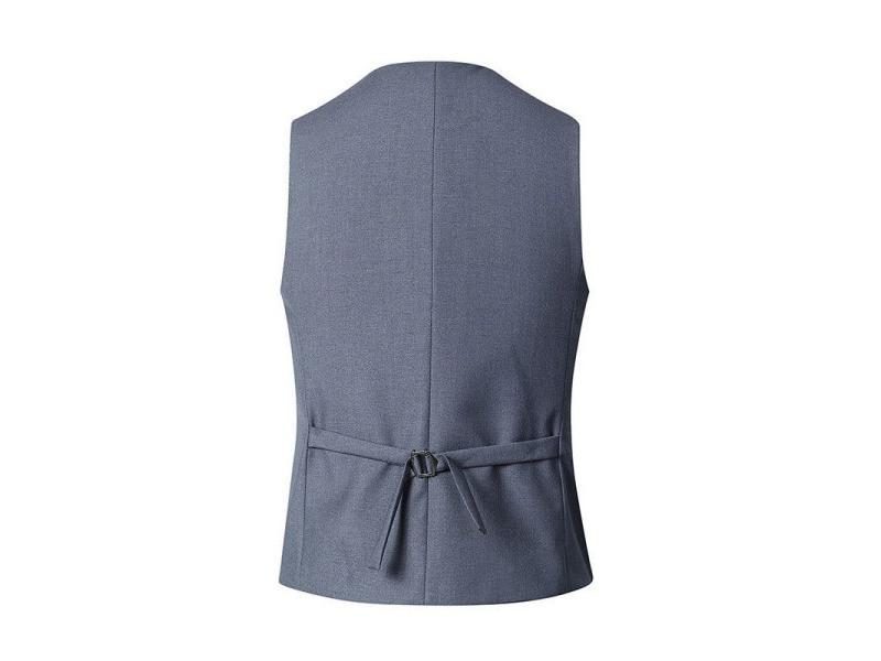 Slim Fit Suit Vests For Men Black Grey Navy Blue Business Casual Male Waistcoat Carousel 2