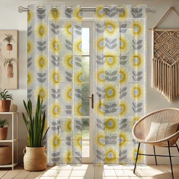 Vargottam Printed Georgette Sheer Curtains for Short Windows - Set of 2 Panels Carousel 1