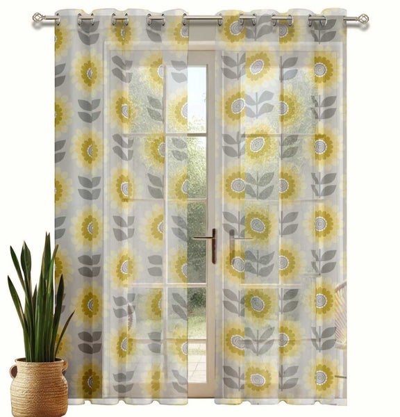 Vargottam Printed Georgette Sheer Curtains for Short Windows - Set of 2 Panels Carousel 9